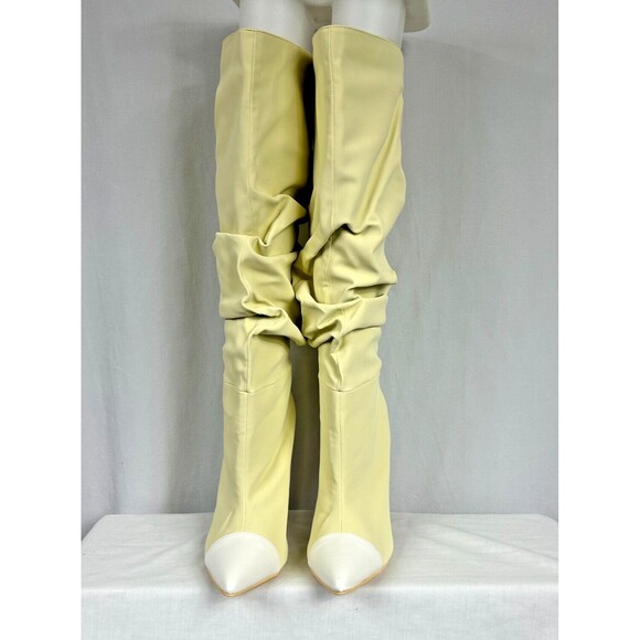 NEW IN BOX Mackin J 181-17 Beige Cap Toe Stiletto High Heel Slouch Boot Sz 7.5 - Picture 3 of 12